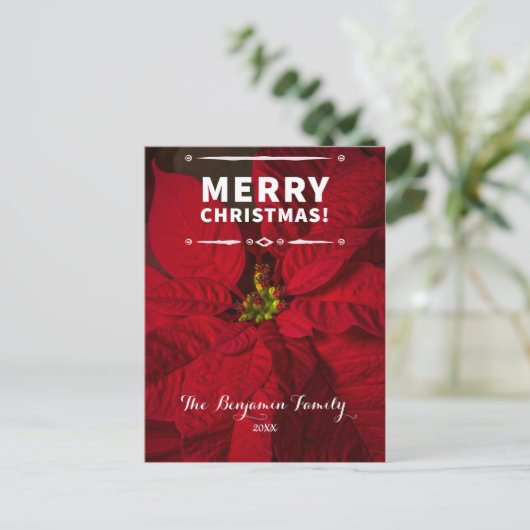  kerstrood met kerst, aangepast feestdagenkaart (Staand voorkant)