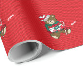 Kerstrood met peildatum Teddy Bear, op maat gemaak Cadeaupapier (Rol Hoek)