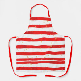 Kerstrood met witte streep schort