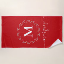 Kerstrood | Monogram witte botanische baard