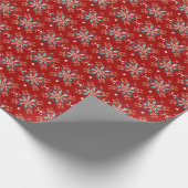 Kerstrood Nordic Folk Snowflake Cadeaupapier (Hoek)