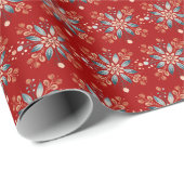 Kerstrood Nordic Folk Snowflake Cadeaupapier (Rol Hoek)