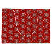 Kerstrood Nordic Folk Snowflake Groot Cadeauzakje (Achterkant)