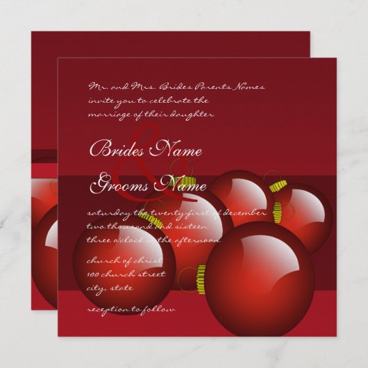 Kerstrood Ornament Weddenschap Kaart (Voorkant / Achterkant)