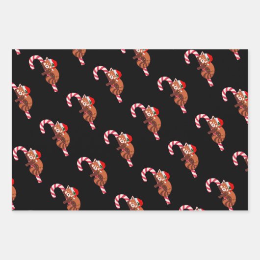 Kerstrood panda - Complementair verpakkingspapier Inpakpapier Vel (Voorkant 2)