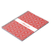 kerstrood patroon snowflake gepersonaliseerd notitieboek (Linkerzijde)