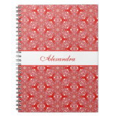 kerstrood patroon snowflake gepersonaliseerd notitieboek (Voorkant)