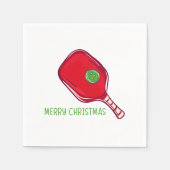 Kerstrood Pickleball Paddle Design Festief Servet (Voorkant)