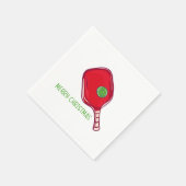 Kerstrood Pickleball Paddle Design Festief Servet (Hoek)
