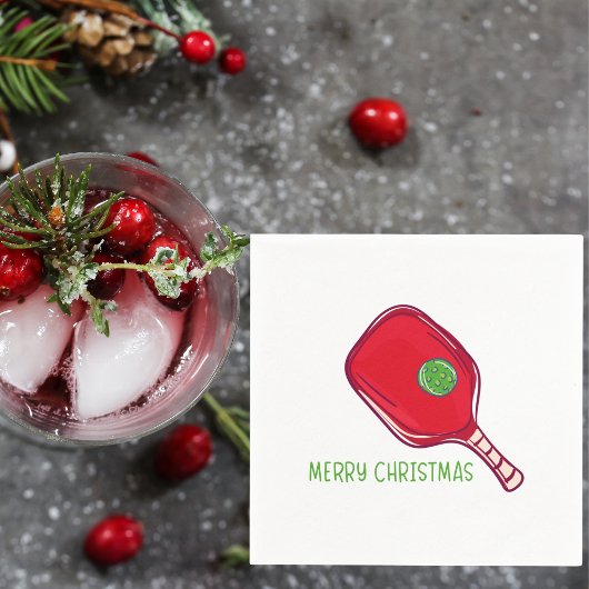 Kerstrood Pickleball Paddle Design Festief Servet