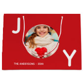 Kerstrood plezier foto eenvoudig elegant groot cadeauzakje (Voorkant)