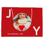 Kerstrood plezier foto eenvoudig elegant groot cadeauzakje (Achterkant)