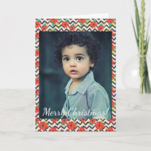 Kerstrood Poinsettia Black White Chevron Foto