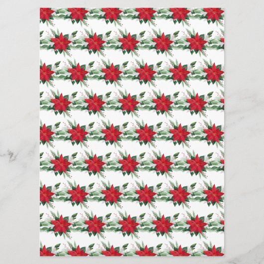 Kerstrood Poinsettia Bloemen Trouwmenu Menu (Achterkant)