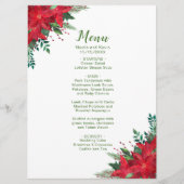 Kerstrood Poinsettia Bloemen Trouwmenu Menu (Voorkant)
