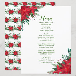 Kerstrood Poinsettia Bloemen Trouwmenu Menu