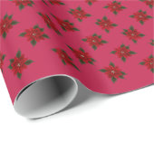 Kerstrood Poinsettia Cadeaupapier (Rol Hoek)