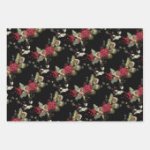 Kerstrood Poinsettia Eucalyptus Holly Berry Inpakpapier Vel (Voorkant 3)