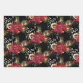Kerstrood Poinsettia Eucalyptus Holly Berry Inpakpapier Vel (Voorkant 2)
