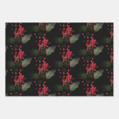 Kerstrood Poinsettia Eucalyptus Holly Berry Inpakpapier Vel (Voorkant)