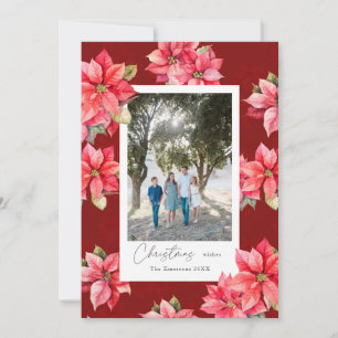 Kerstrood Poinsettia Feestdagenkaart