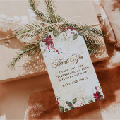 Kerstrood Poinsettia Floral Birthday Party Cadeaulabel