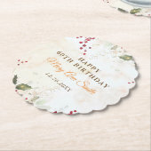 Kerstrood Poinsettia Floral Birthday Party Kartonnen Onderzetters (Gekanteld)