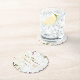 Kerstrood Poinsettia Floral Birthday Party Kartonnen Onderzetters