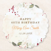 Kerstrood Poinsettia Floral Birthday Party Kartonnen Onderzetters (Voorkant)