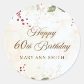 Kerstrood Poinsettia Floral Birthday Party Ronde Sticker (Voorkant)