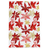 Kerstrood Poinsettia Floral Holiday Patroon Medium Cadeauzakje (Voorkant)