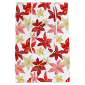 Kerstrood Poinsettia Floral Holiday Patroon Medium Cadeauzakje (Achterkant)