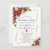 Kerstrood Poinsettia Gold repesal Dinner Kaart (Voorkant)