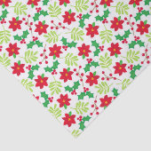 Kerstrood Poinsettia Green Holly Gift Tissuepapier (Detail)