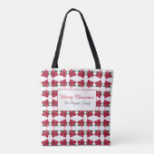  kerstrood poinsettia patroon tote bag (Achterkant)
