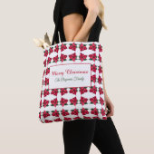  kerstrood poinsettia patroon tote bag (Dichtbij)