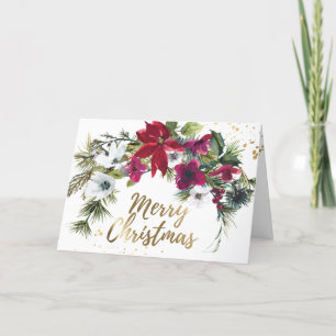 Kerstrood Poinsettia Pine Bible Isaiah 9:6 Feestdagen Kaart