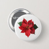 Kerstrood Poinsettia Ronde Button 5,7 Cm (Voorkant /achterkant)