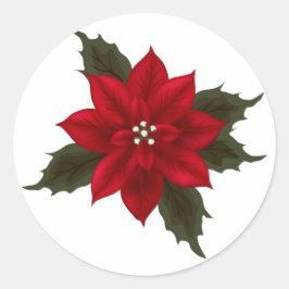 Kerstrood Poinsettia Sticker