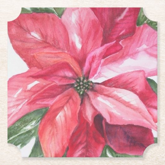 Kerstrood Poinsettia-ventilator Kartonnen Onderzetters (Voorkant)