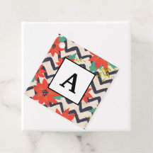 Kerstrood Poinsettia zwart-wit Chevron