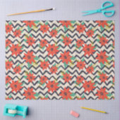 Kerstrood Poinsettia zwart-wit Chevron Tissuepapier (Craft)