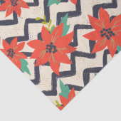 Kerstrood Poinsettia zwart-wit Chevron Tissuepapier (Detail)