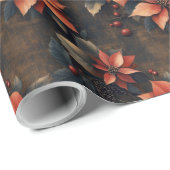 Kerstrood Poinsettias Cadeaupapier (Rol Hoek)