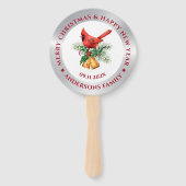 Kerstrood Robin ornament zilver en wit Handwaaier (Achterkant)