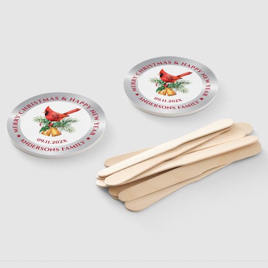 Kerstrood Robin ornament zilver en wit Handwaaier (Niet-gemonteerd)