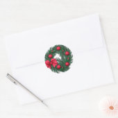 Kerstrood Ronde Sticker (Envelop)