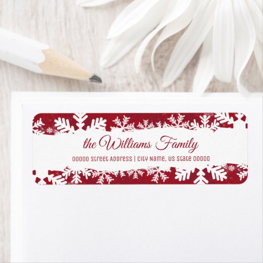 Kerstrood — Rustic Snowflake — Terugkeeradres Etiket (Insitu)