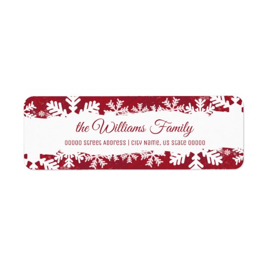 Kerstrood — Rustic Snowflake — Terugkeeradres Etiket (Voorkant)