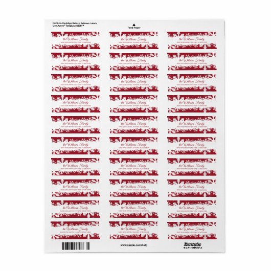 Kerstrood — Rustic Snowflake — Terugkeeradres Etiket (Full Sheet)